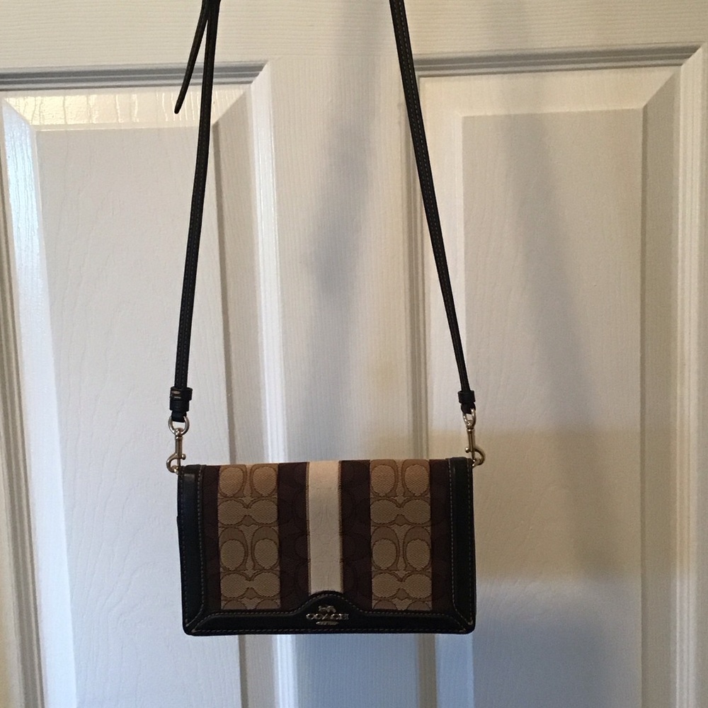 Coach Signature Brown and Black Crossbody Bag